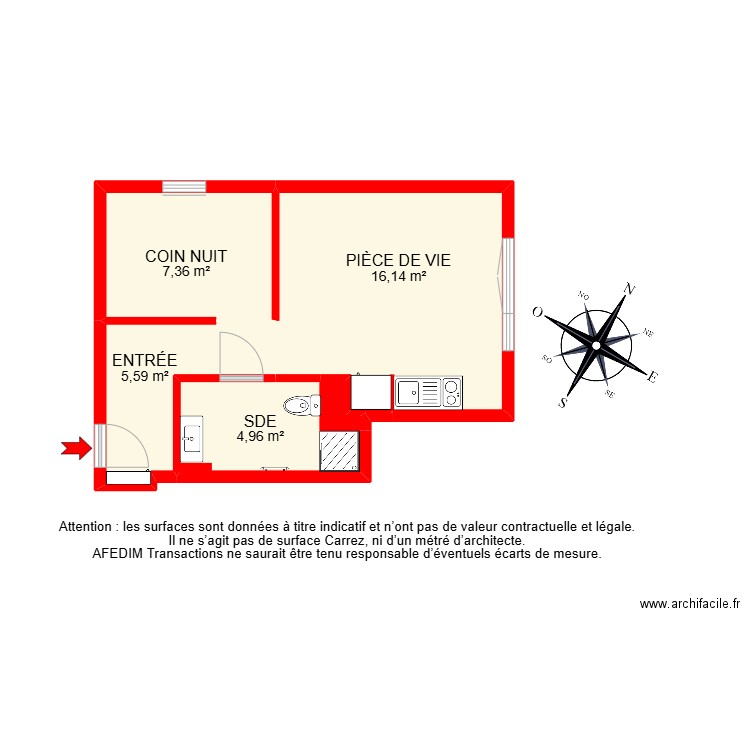 BI22197 -. Plan de 6 pièces et 47 m2