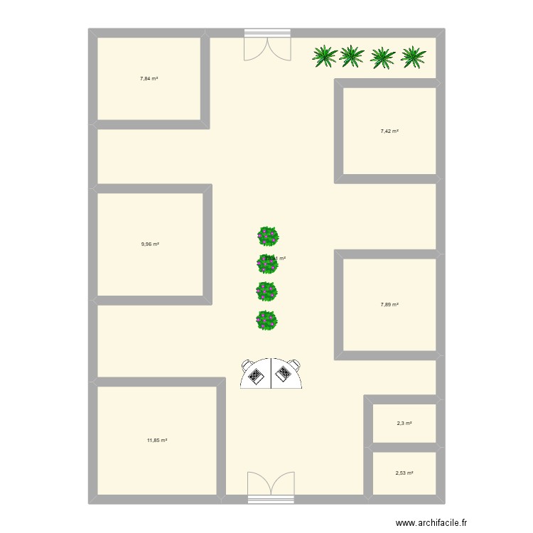 francais. Plan de 8 pièces et 129 m2