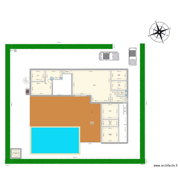 Sérignan. Plan de 10 pièces et 115 m2