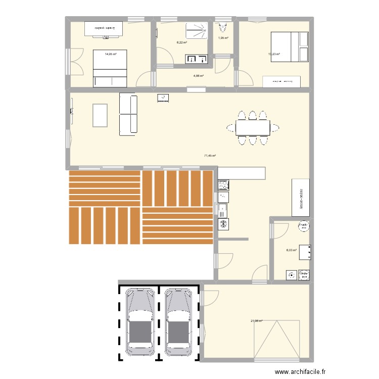 plan maison. Plan de 8 pièces et 141 m2