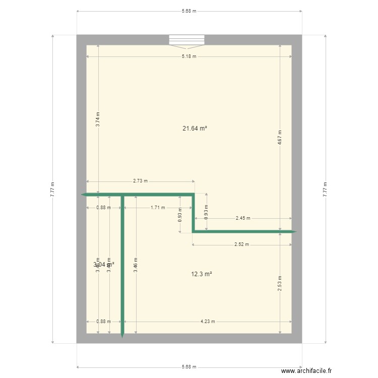 collin. Plan de 3 pièces et 37 m2