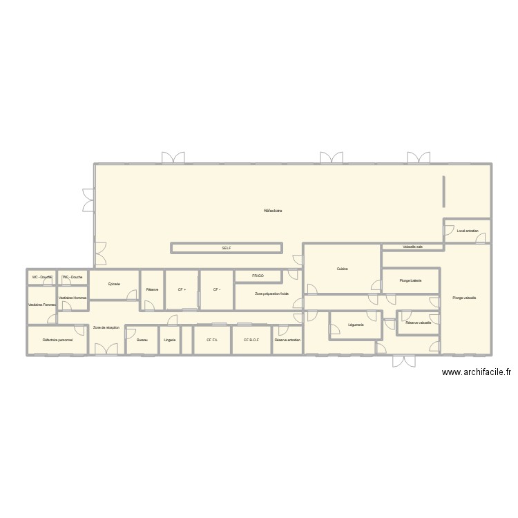 Locaux Cuisine Collège Cécile Sorel 2. Plan de 29 pièces et 109 m2