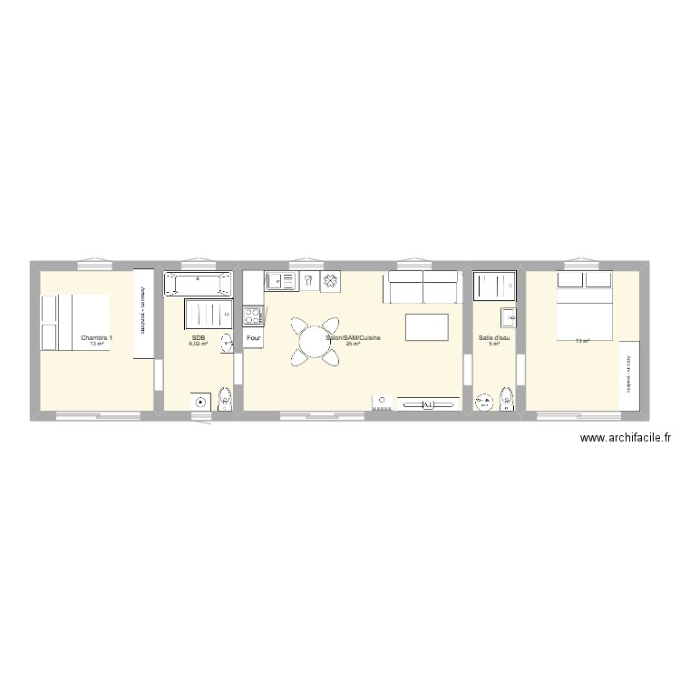 maison idee. Plan de 5 pièces et 64 m2