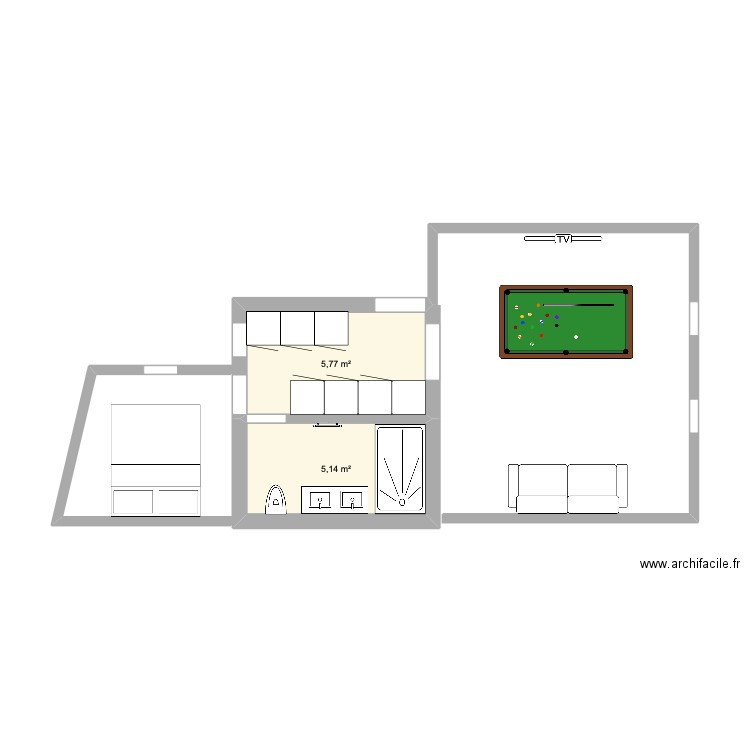 Plan Paris 17 . Plan de 2 pièces et 11 m2