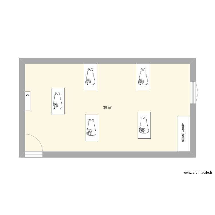 espace repos. Plan de 1 pièce et 30 m2