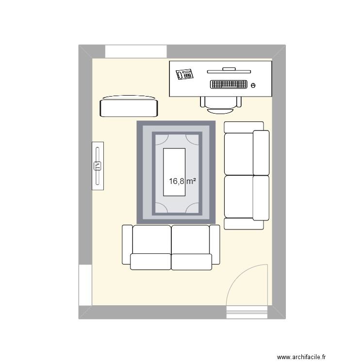 Mon salon V2. Plan de 1 pièce et 17 m2