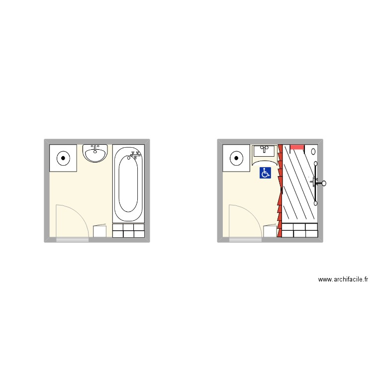 salle de bain benahmed. Plan de 2 pièces et 8 m2