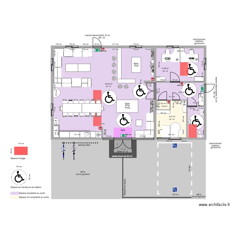 LOCAL JEUNES APRES AMENAGEMENTS ESPACE USAGE ET ROTATION. Plan de 10 pièces et 215 m2