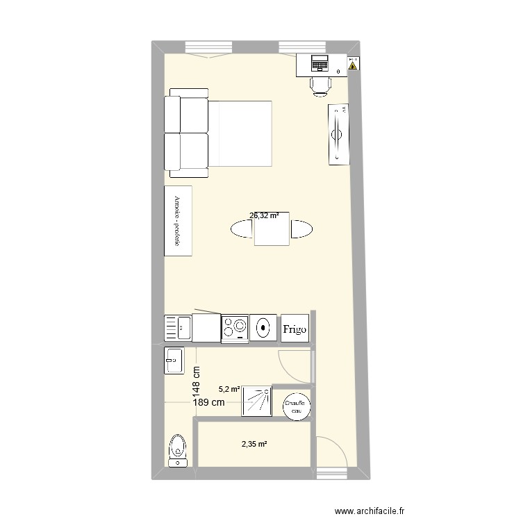 LA seyne centre v1. Plan de 3 pièces et 34 m2