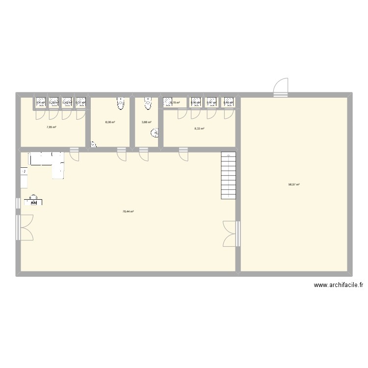 RDC SALLE. Plan de 14 pièces et 165 m2