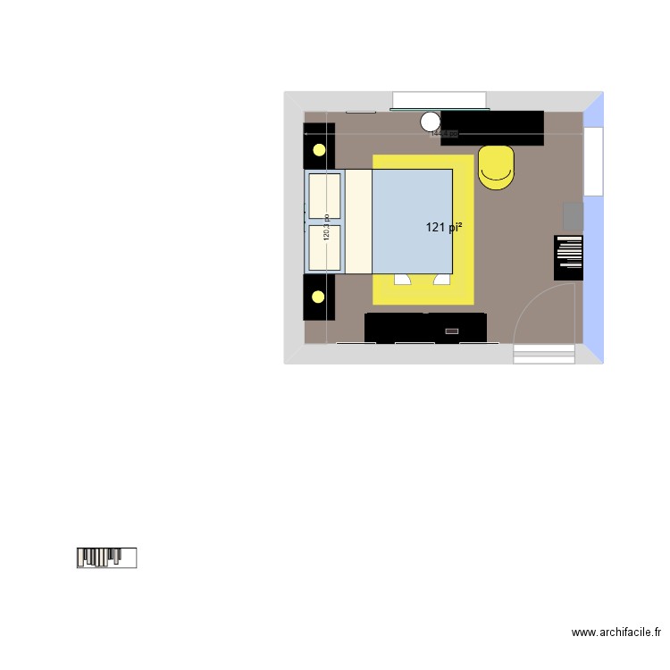 Travail autonomie. Plan de 1 pièce et 11 m2