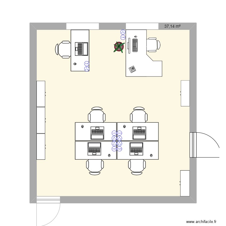 Pole déchets. Plan de 1 pièce et 37 m2