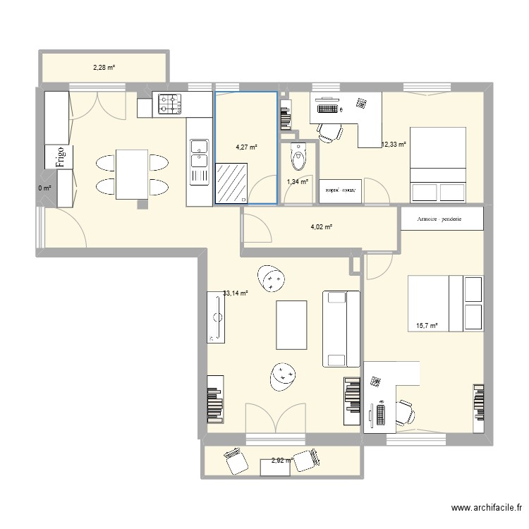 Le 12 NOUVEAU. Plan de 12 pièces et 76 m2