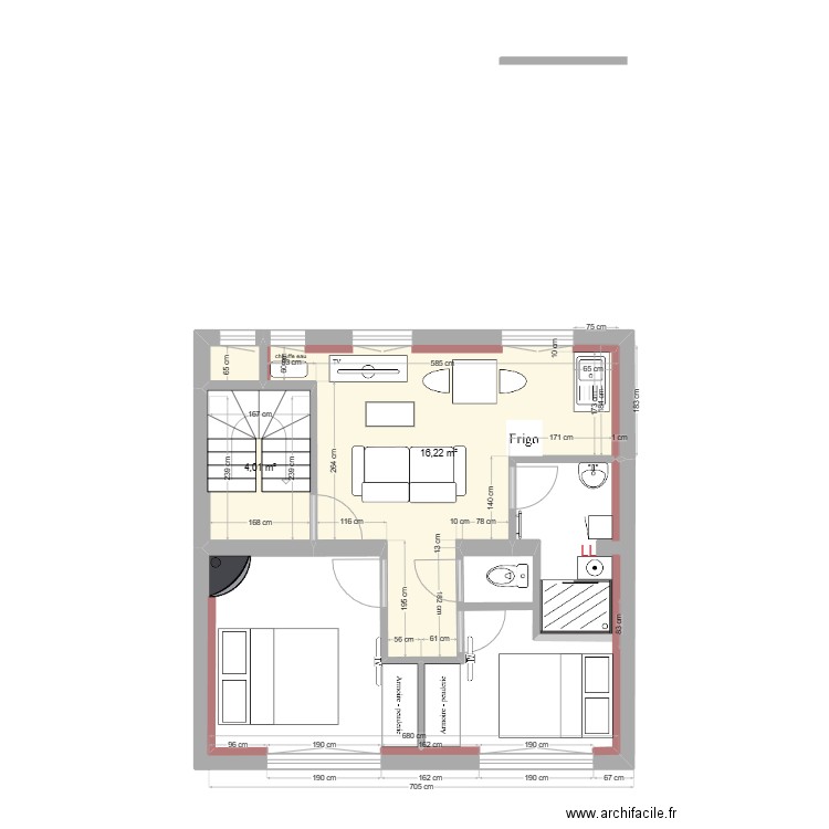 immeuble1 1er Projet 2a 3 pièces. Plan de 0 pièce et 0 m2