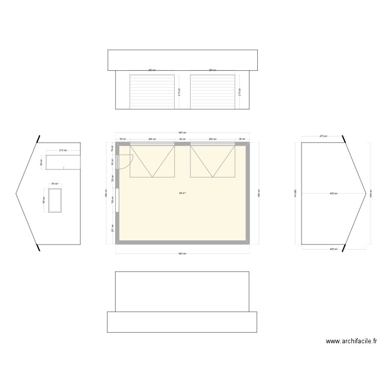 plan garage fini. Plan de 1 pièce et 48 m2