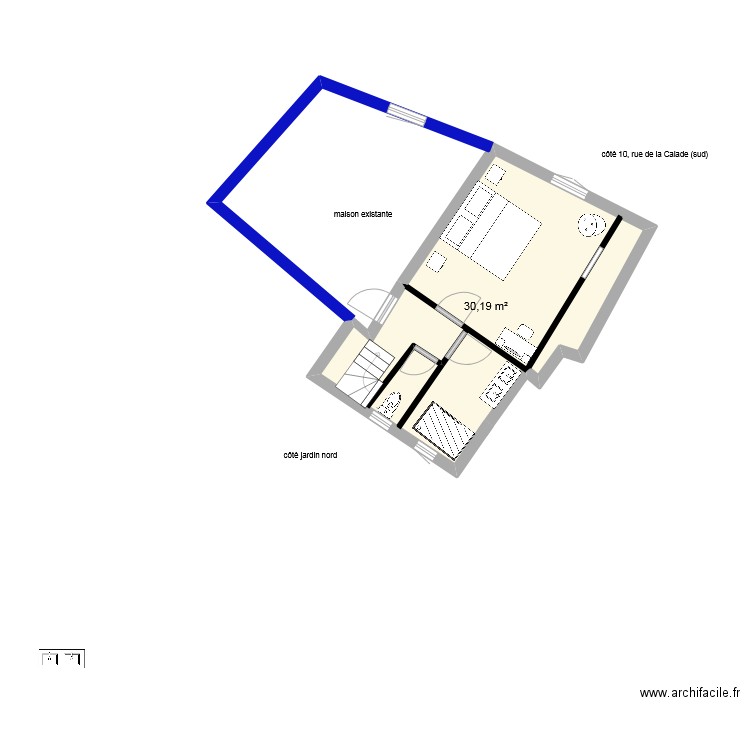 aggrandissement auriane2 sans fond. Plan de 1 pièce et 30 m2