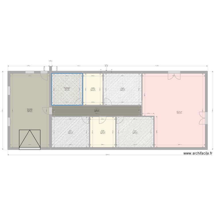 plan simple plain pied . Plan de 9 pièces et 183 m2