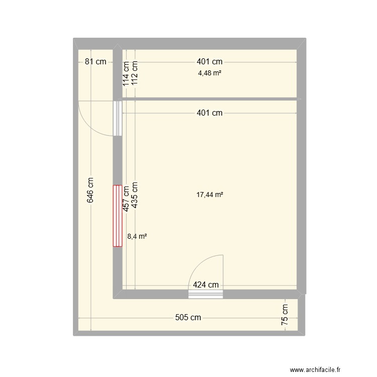 vue en plan. Plan de 3 pièces et 30 m2