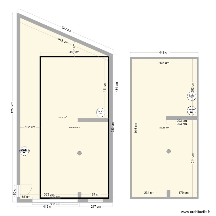 tara. Plan de 2 pièces et 102 m2