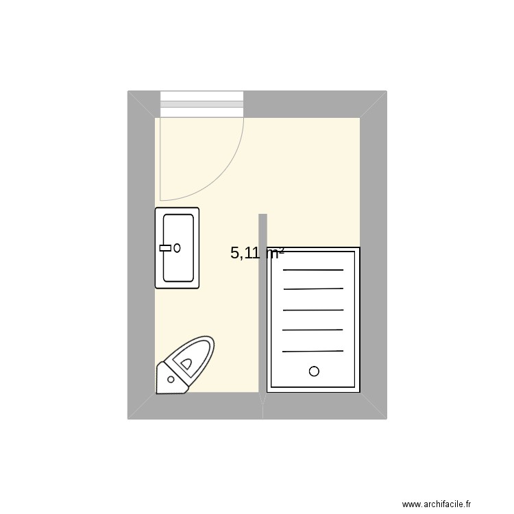 sdb. Plan de 1 pièce et 5 m2