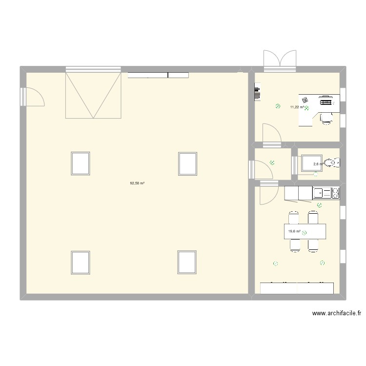 Projet dans le cadre de mes études création d'entreprise. Plan de 4 pièces et 126 m2