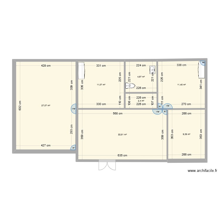 habitation les courlis . Plan de 7 pièces et 89 m2