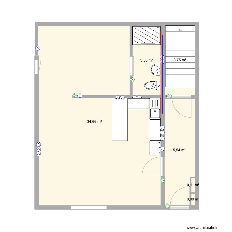 BEAUVAIS RDC. Plan de 6 pièces et 48 m2