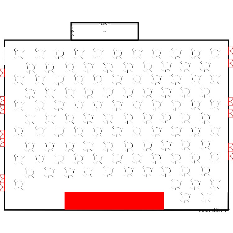 Pavillon 111 table ronde de 9 personnes. Plan de 1 pièce et 56 m2