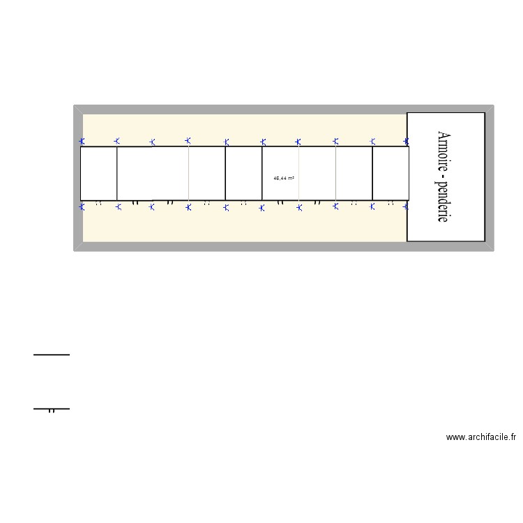 sdt. Plan de 1 pièce et 46 m2