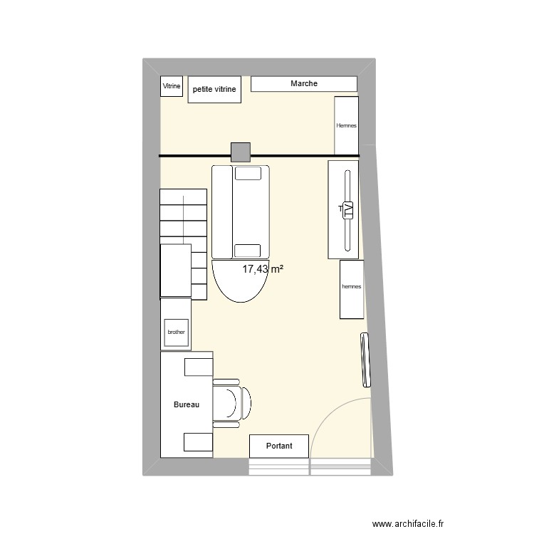 salon 3. Plan de 1 pièce et 17 m2