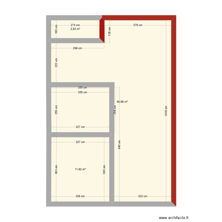 home charmpente. Plan de 3 pièces et 64 m2