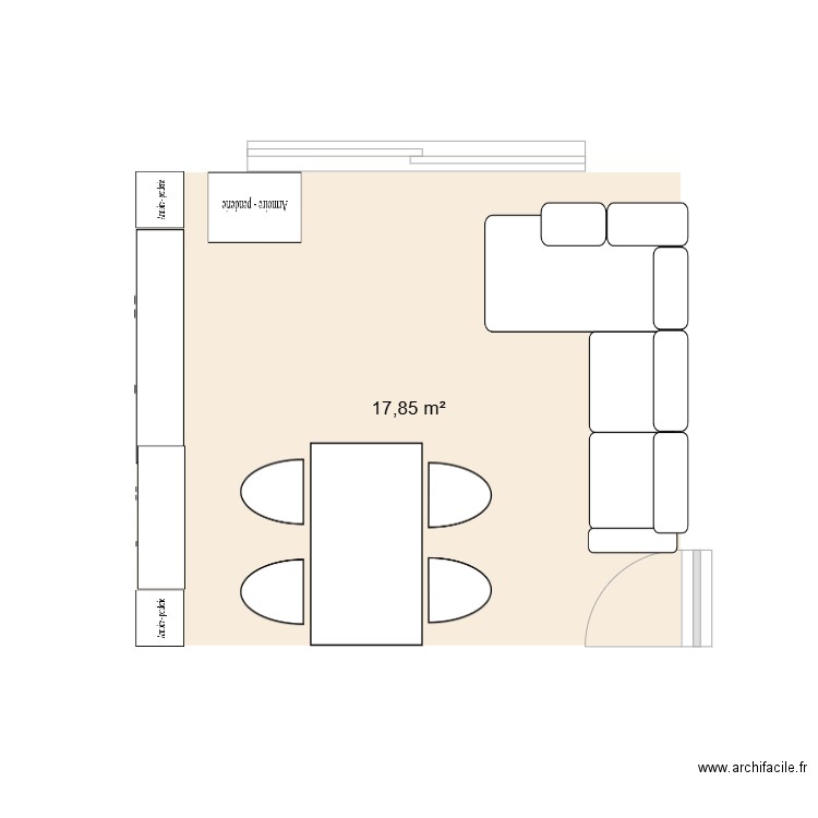 salon. Plan de 1 pièce et 18 m2