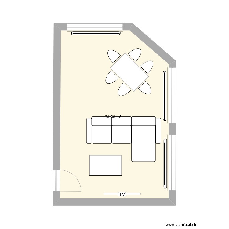 salon Van Zyulen 3. Plan de 1 pièce et 25 m2