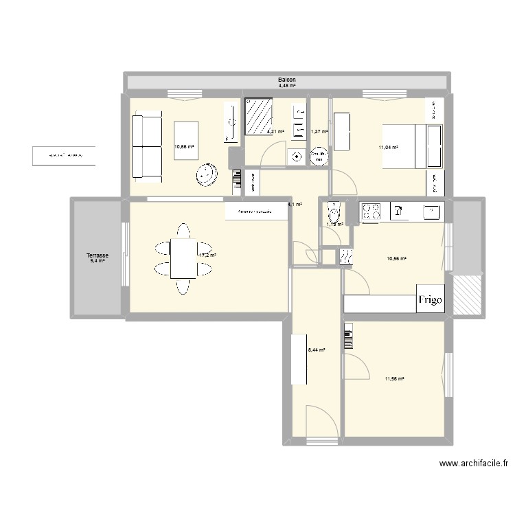 appart xav é. Plan de 16 pièces et 94 m2