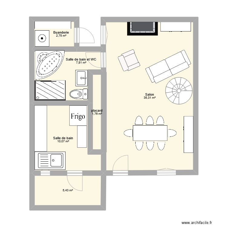 edmond oraison rdc. Plan de 6 pièces et 63 m2