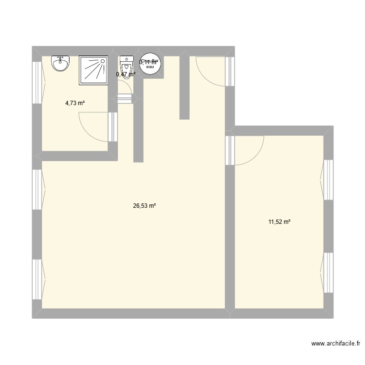 Apt 3 Peru Lorel. Plan de 5 pièces et 43 m2