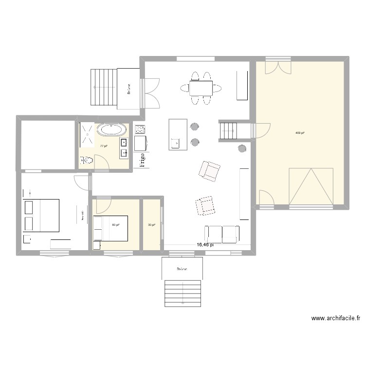 134 Éthier. Plan de 4 pièces et 55 m2