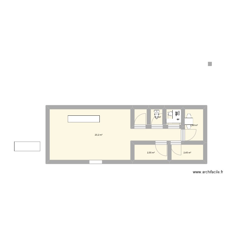 Instituts . Plan de 5 pièces et 34 m2