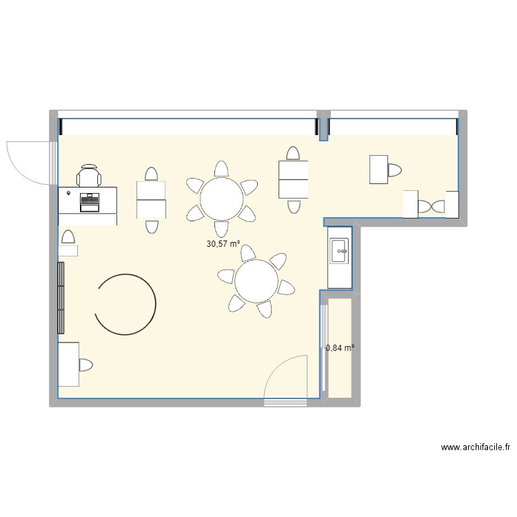 plan classe. Plan de 2 pièces et 31 m2