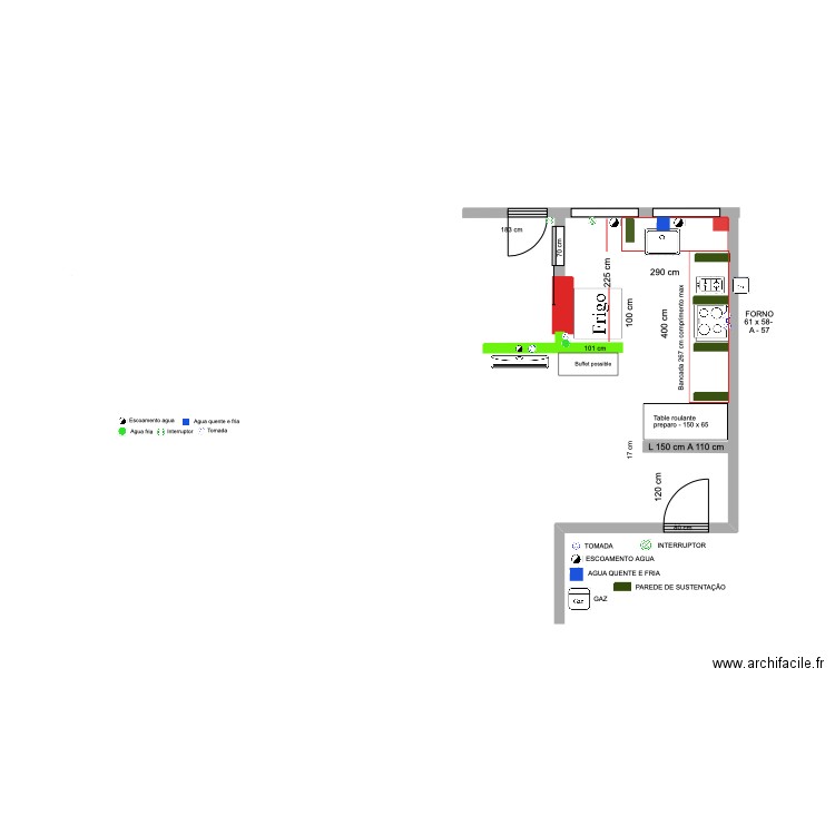 Cozinha. Plan de 0 pièce et 0 m2