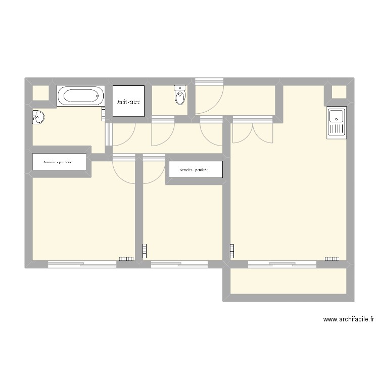 test. Plan de 13 pièces et 63 m2