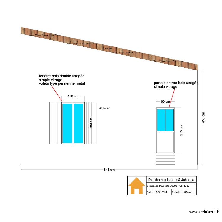 facade Ouest avant travaux. Plan de 0 pièce et 0 m2