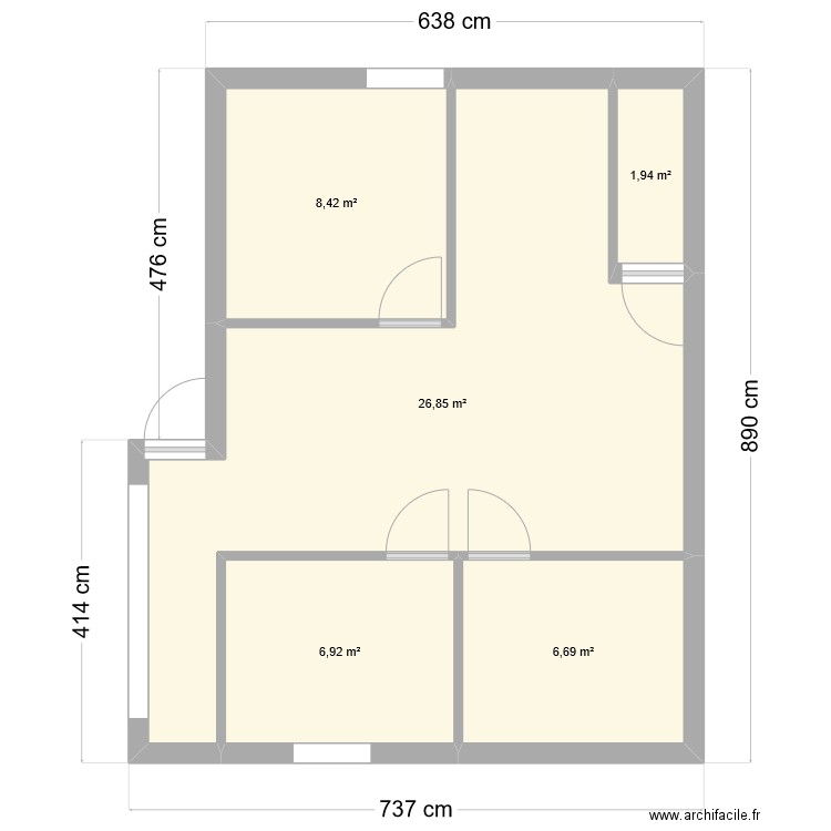 appartement. Plan de 5 pièces et 51 m2