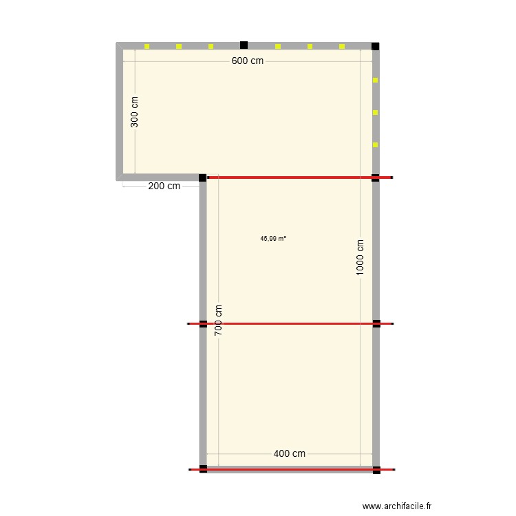 PROJET charpente. Plan de 1 pièce et 46 m2