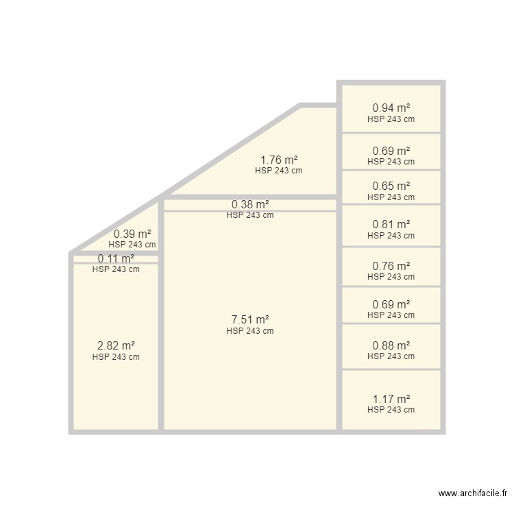 Plan placard. Plan de 14 pièces et 20 m2