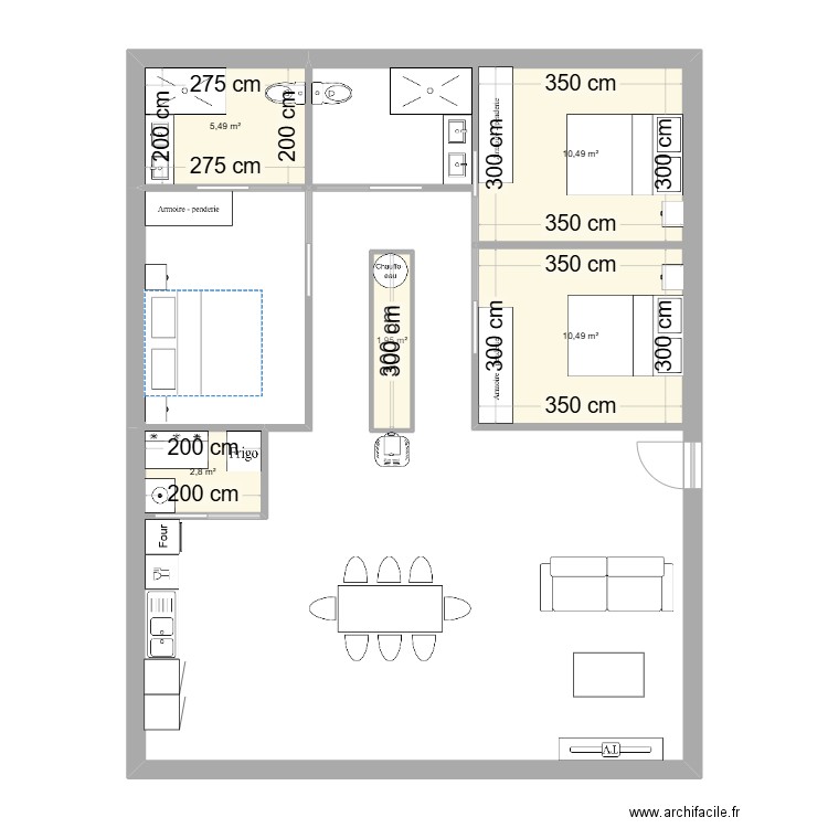 maison container. Plan de 5 pièces et 31 m2