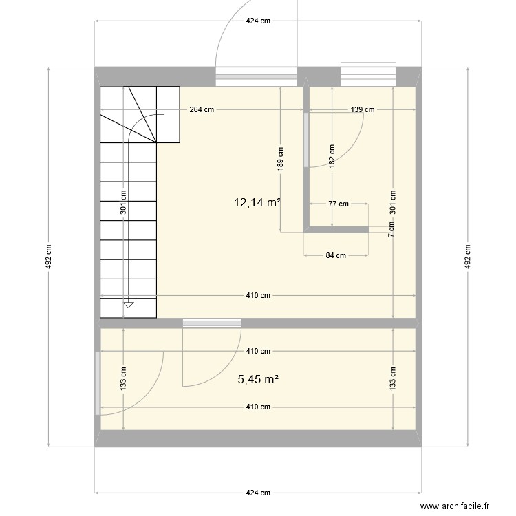 Plan_Entree. Plan de 2 pièces et 18 m2