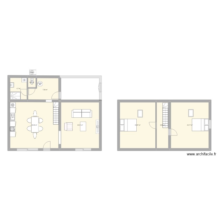 Maison Croix des Noues 3. Plan de 8 pièces et 114 m2