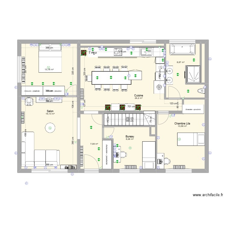 damparis combes  electrique. Plan de 11 pièces et 102 m2