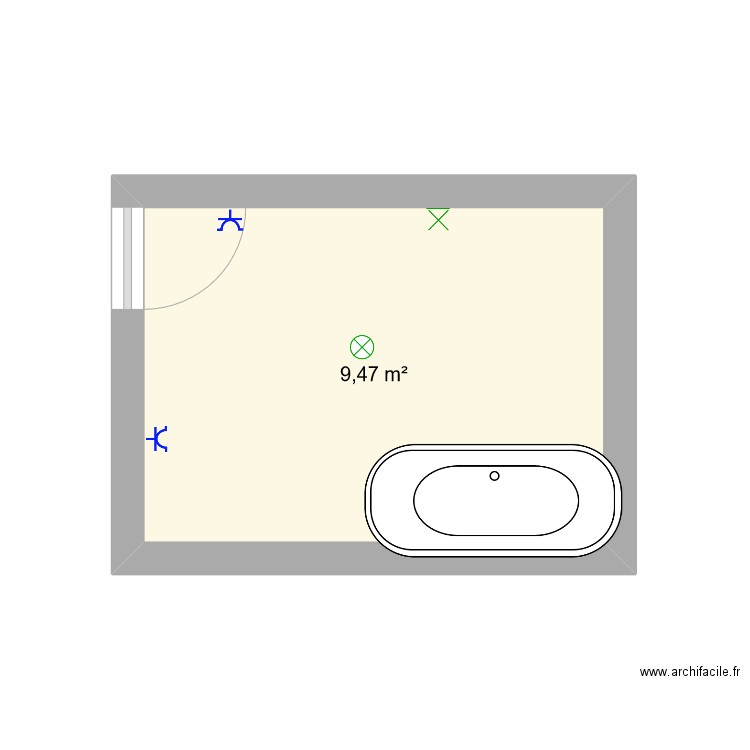 rryhryb. Plan de 1 pièce et 9 m2